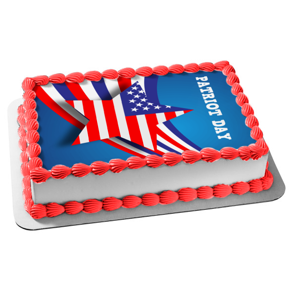 Patriot's Day American Flag Edible Cake Topper Image ABPID53756