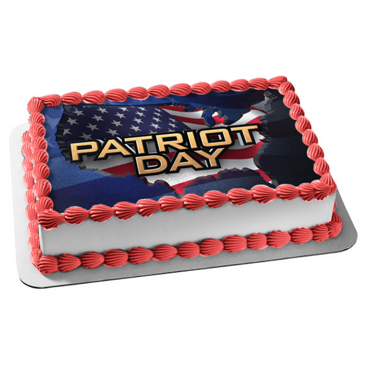 Patriot's Day United States American Flag Edible Cake Topper Image ABPID53761