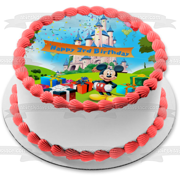 Mickey Mouse Happy 3rd Birthday Edible Cake Topper Image ABPID04941