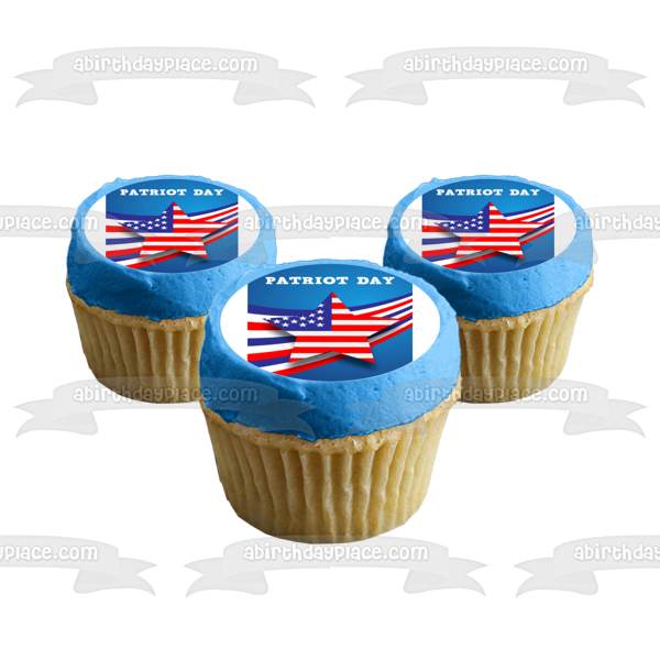 Patriot's Day American Flag Edible Cake Topper Image ABPID53756