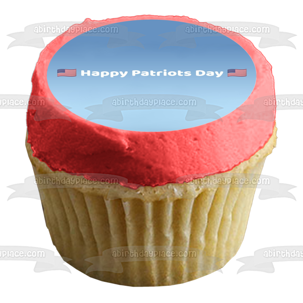 Happy Patriot's Day American Flags Edible Cake Topper Image ABPID53757