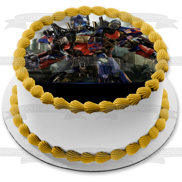 Transformers Optimus Prime Autobots Fight Scene Black Background Edible Cake Topper Image ABPID04963