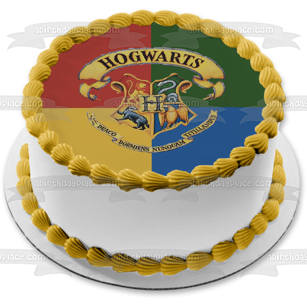 Harry Potter Hogwarts School of Wizarding Houses Draco Dormiens Nunquam Titillandus Edible Cake Topper Image ABPID04977