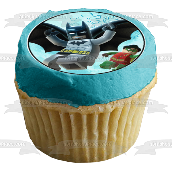 LEGO Batman Logo The Joker Batman and Robin Edible Cupcake Topper Images ABPID05004