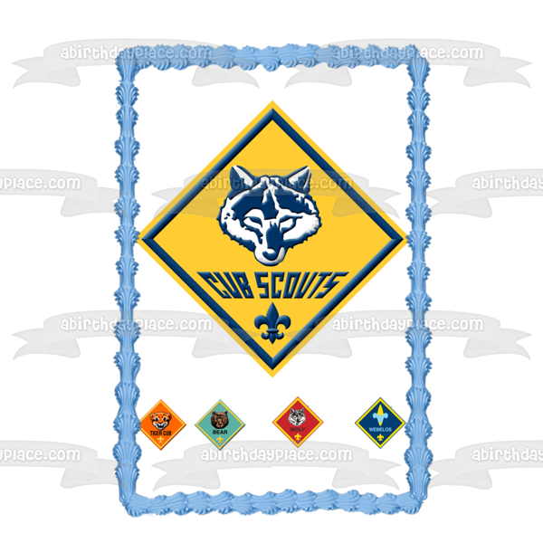 Cub Scout Logo Wolf Tiger Cub Bear and Webelos Patches Edible Cake Topper Image ABPID07005