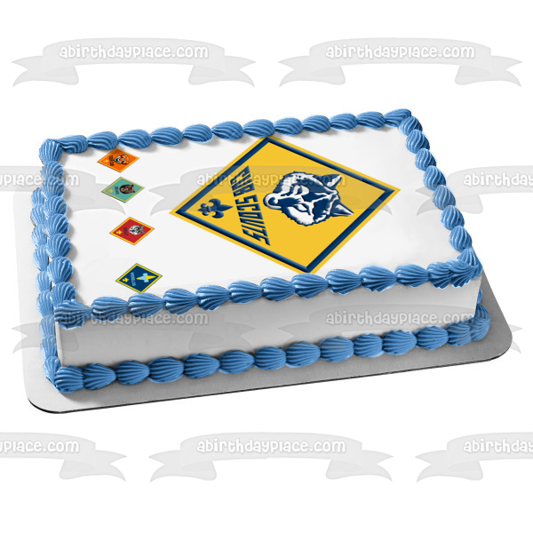 Cub Scout Logo Wolf Tiger Cub Bear and Webelos Patches Edible Cake Topper Image ABPID07005