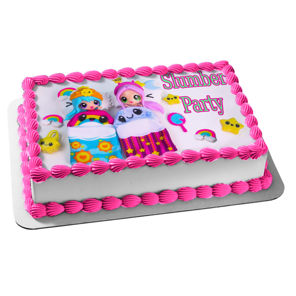 Slumber Party Sleeping Bags Stars and Rainbows Edible Cake Topper Image ABPID06633