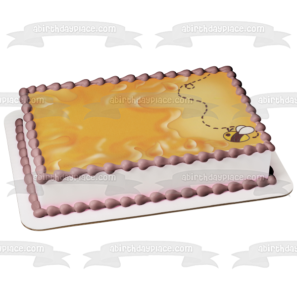 Winnie the Pooh Bumblebee Honey Background Edible Cake Topper Image ABPID07025