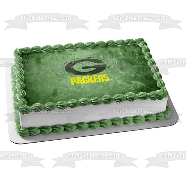 Green Bay Packers Logo NFL on a Green Background Edible Cake Topper Image ABPID07054