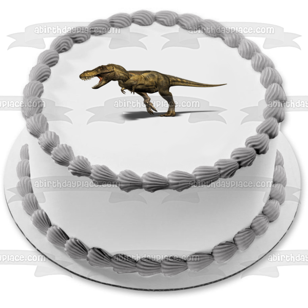 Tyrannosaurus Rex Dinosaur with a White Background Edible Cake Topper Image ABPID06665