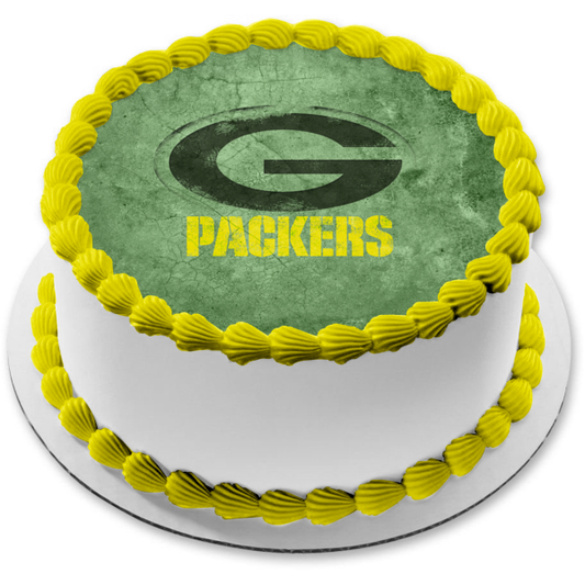 Green Bay Packers Logo NFL on a Green Background Edible Cake Topper Image ABPID07054