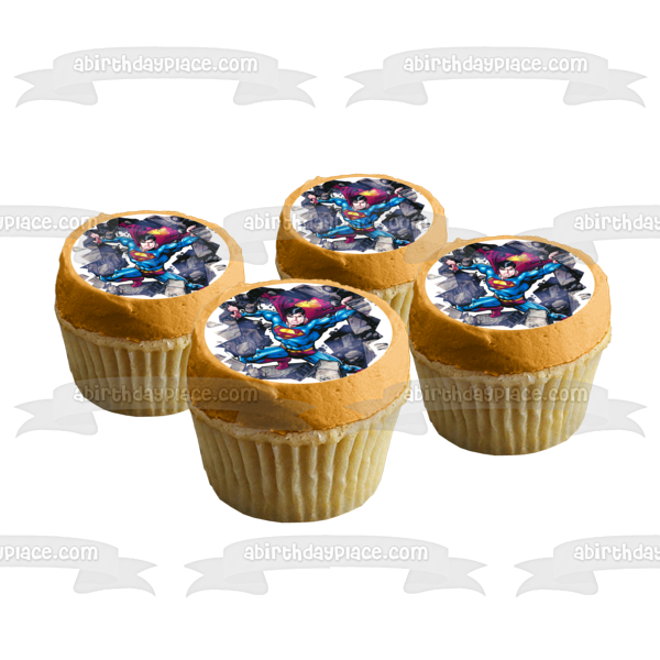 Superman Busting Through a Wall Edible Cake Topper Image ABPID06673