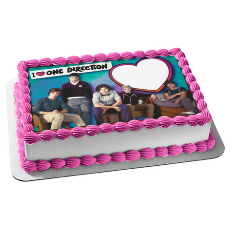 I Love One Direction Zayn Naihl Harry Louis and Liam Edible Cake Topper Image Frame ABPID07069