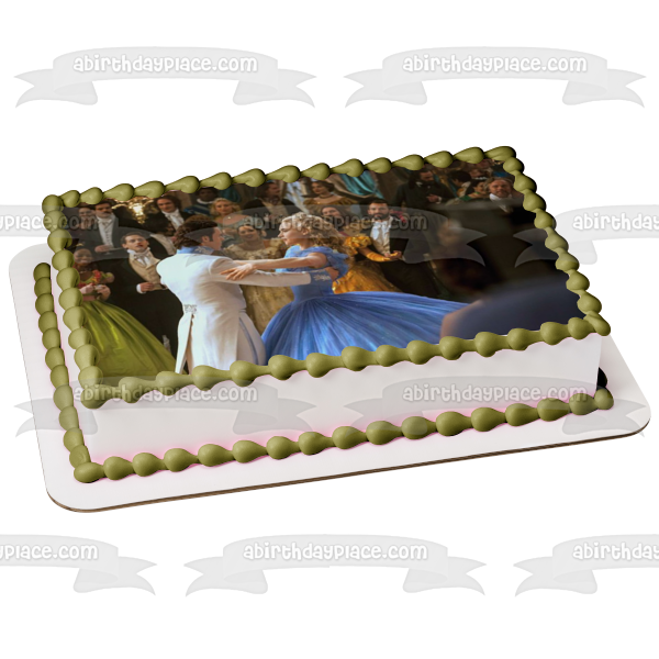 Cinderella Ball Gown Dancing with Prince Charming Edible Cake Topper Image ABPID06683