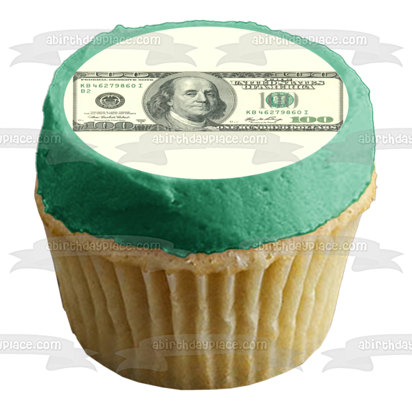 100 Dollar Bill Benjamin Franklin Edible Cake Topper Image ABPID06693