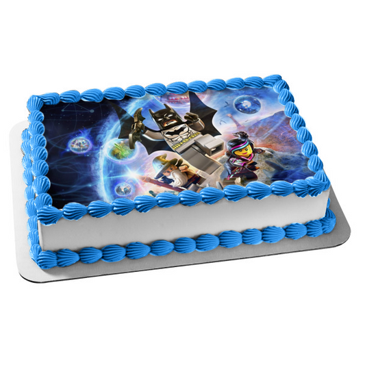 Figura decorativa comestible para tarta LEGO Movie Batman Wyldstyle y Vitruvius Flying ABPID06697 