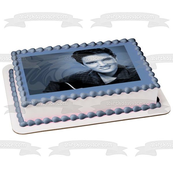 Elvis Presley the King Black and White Edible Cake Topper Image ABPID06707