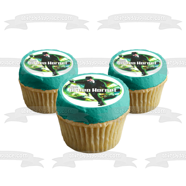 The Green Hornet Britt Reed and a Green Background Edible Cake Topper Image ABPID07114
