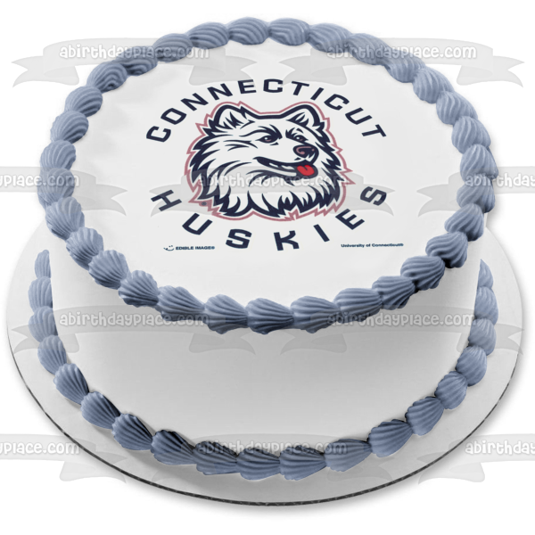 Connecticut Huskies Logo with Jonathan the Husky Edible Cake Topper Image ABPID06724
