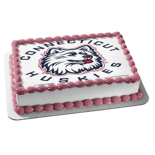 Logotipo de Connecticut Huskies con imagen comestible para decoración de tarta de Jonathan the Husky ABPID06724 