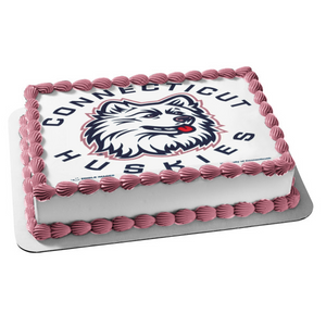Connecticut Huskies Logo with Jonathan the Husky Edible Cake Topper Image ABPID06724