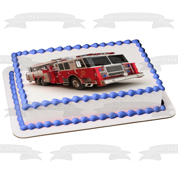 Fire Rescue Engine Truck Edible Cake Topper Image ABPID06729