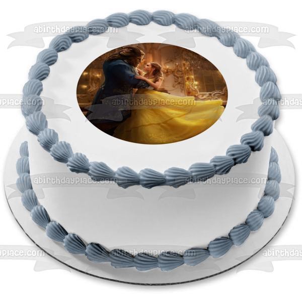 Beauty and the Beast Belle Dancing with the Beast Edible Cake Topper Image ABPID06737