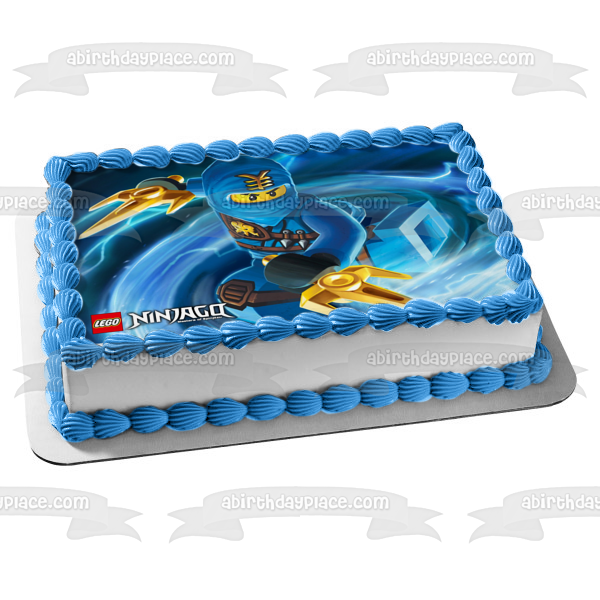 LEGO Ninjago Logo Blue Ninjago Jay Walker Elemental Master Edible Cake Topper Image ABPID07142
