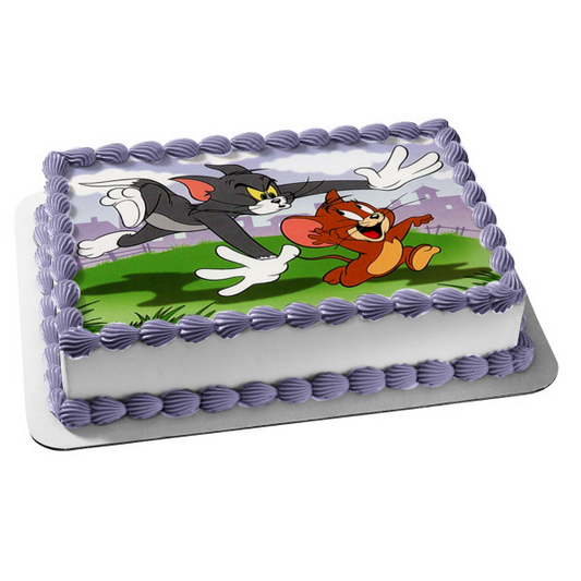 Tom and Jerry Chasing Edible Cake Topper Image ABPID07148