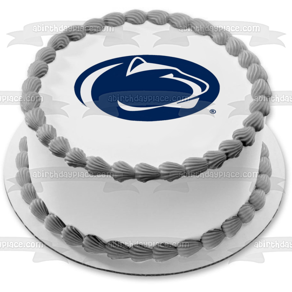 Penn State Logo Blue and White Edible Cake Topper Image ABPID06756