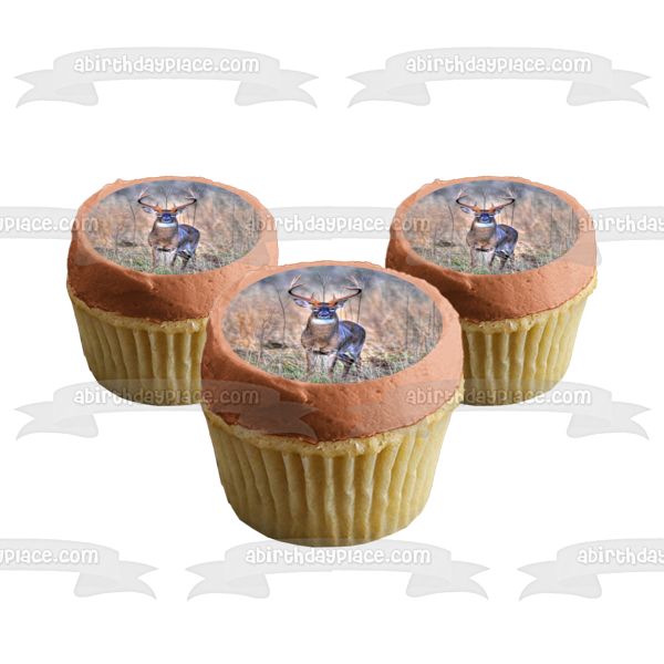 Hunting Deer In a  Brush Field Edible Cake Topper Image ABPID07162