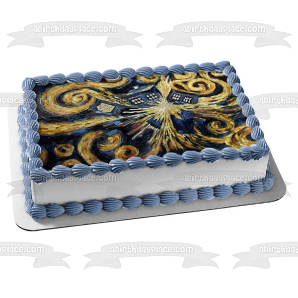 The Doctor Tardis Exploding Time Travel Machine Edible Cake Topper Image ABPID06766