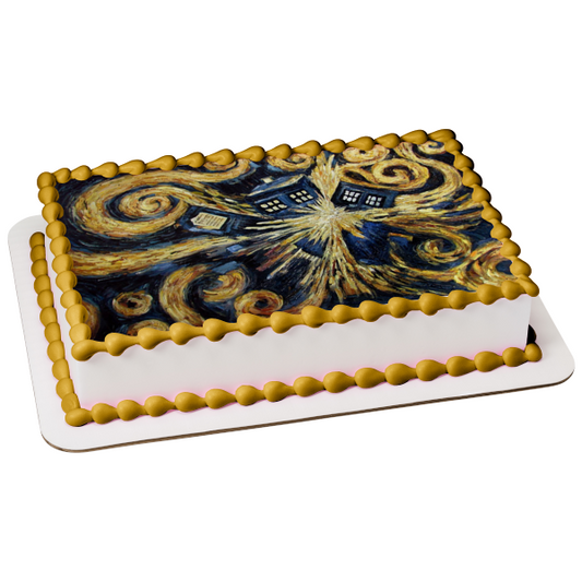 The Doctor Tardis Exploding Time Travel Machine Edible Cake Topper Image ABPID06766