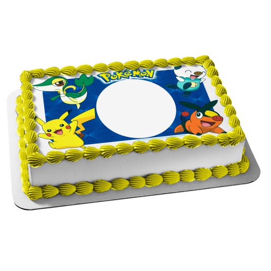 Marco de imagen comestible para decoración de tartas Pokémon Pikachu Tepig Snivy y Oshawott ABPID06769 