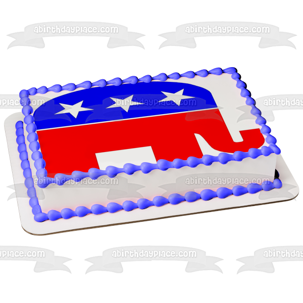 Republican Party Gop Red White and Blue Elephant Edible Cake Topper Image ABPID06774