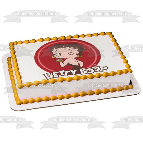 Betty Boop lanzando un beso y un fondo rojo Imagen comestible para decoración de tarta ABPID07213 