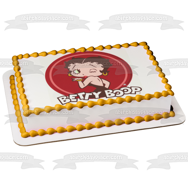 Betty Boop Blowing a Kiss and a Red Background Edible Cake Topper Image ABPID07213