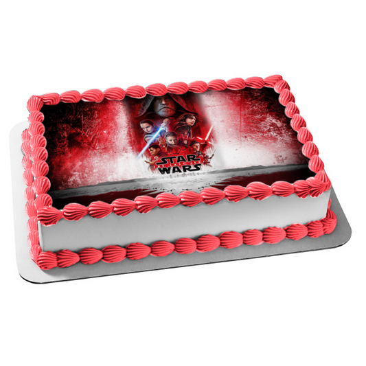 Star Wars the Last Jedi Luke Skywalker Rey Kylo Ren General Hux Leia and Lightsabers Edible Cake Topper Image ABPID07219