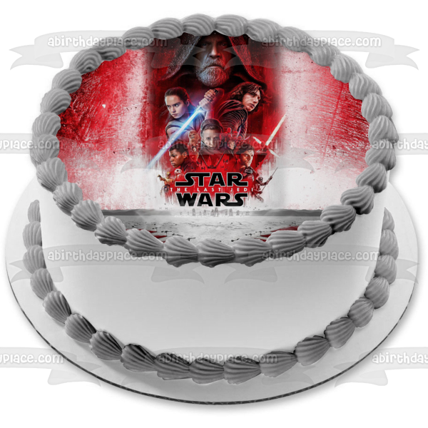 Star Wars the Last Jedi Luke Skywalker Rey Kylo Ren General Hux Leia and Lightsabers Edible Cake Topper Image ABPID07219