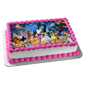 Aladdin Jasmine Genie Peter Pan Pinocchio Ariel Cinderella and Aurora Edible Cake Topper Image ABPID07225