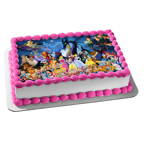 Aladdin Jasmine Genie Peter Pan Pinocchio Ariel Cinderella and Aurora Edible Cake Topper Image ABPID07225