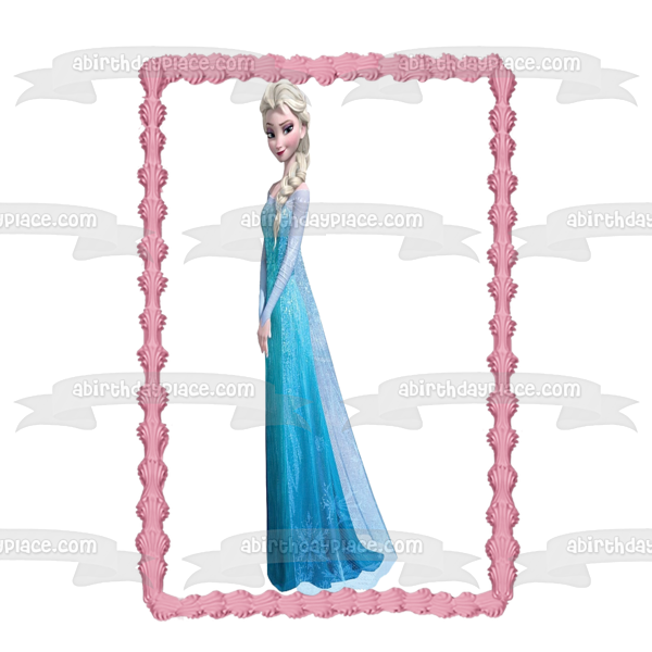 Frozen Elsa with a White Background Edible Cake Topper Image ABPID07229
