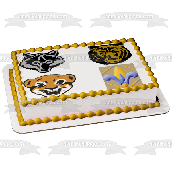 Cub Scouts Logo Webelos Wolf Bear and a Baby Cub Edible Cake Topper Image ABPID07243