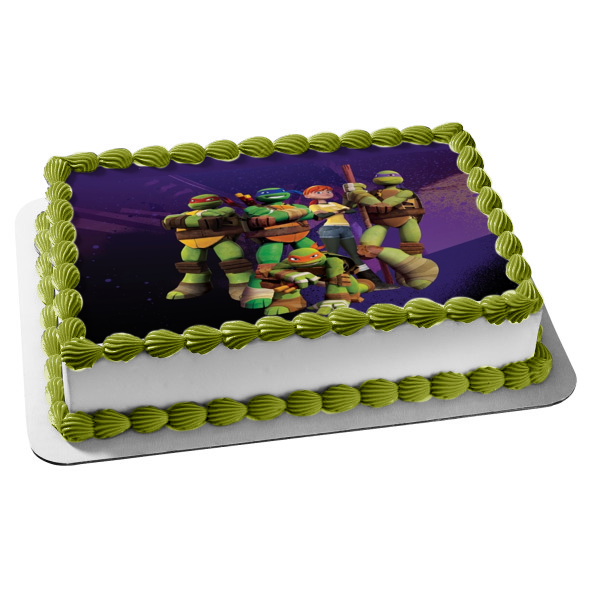 Teenage Mutant Ninja Turtles Donatello Michaelangelo Leonardo Raphael Tmnt and April O'Neill Tmnt Edible Cake Topper Image ABPID06833