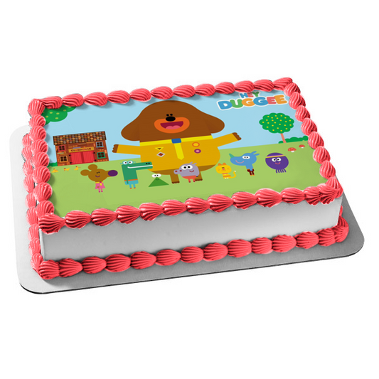 Hey Duggee Betty Happy Rolly Tag Norrie Enid Tino Clubhouse and Trees Edible Cake Topper Image ABPID07282