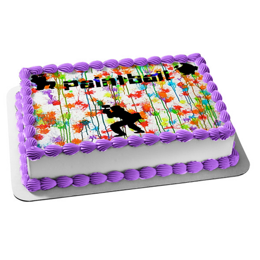 Paintball Splattered Background Players Edible Cake Topper Image ABPID06884