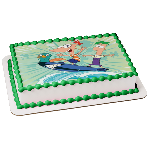 Phineas and Ferb Phineas Flynn Ferb Fletcher and  Perry the Platypus Edible Cake Topper Image ABPID07325