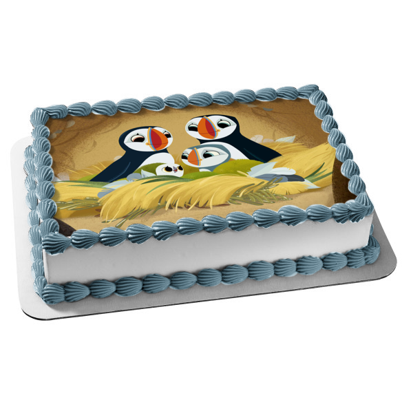 Puffin Rock Oona Baba and Rainbow Edible Cake Topper Image ABPID07327