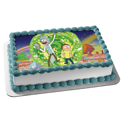 Rick and Morty Season4 Rick Sanchez and Morty Smith Rocket League Edible Cake Topper Image ABPID07337