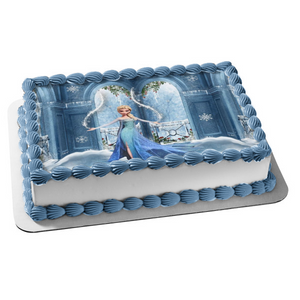 Frozen Elsa Ice Castle Casting Snow Edible Cake Topper Image ABPID07345